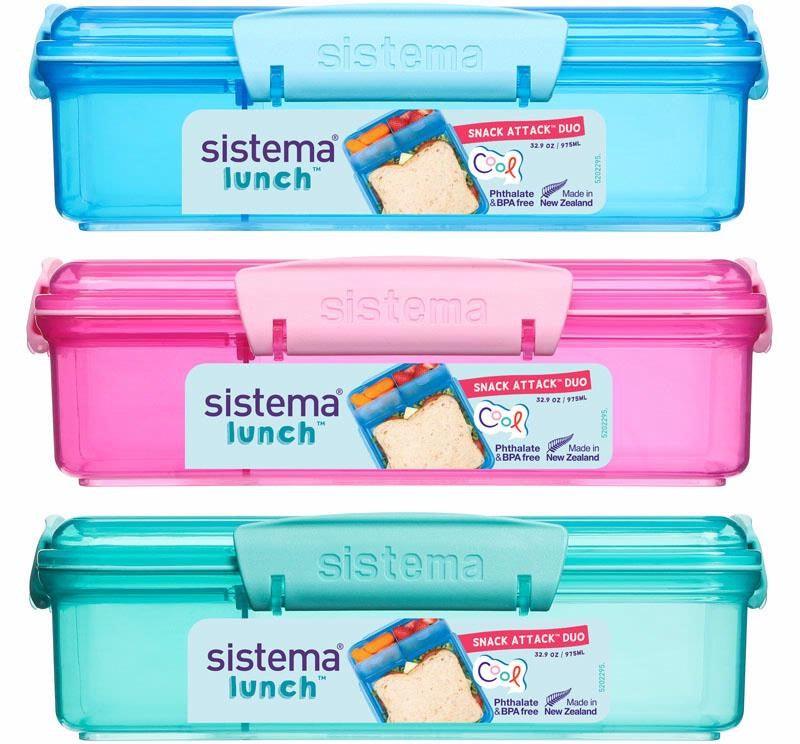 Sistema Snack Attack Duo 975ML Food Box, Random Colour Delivery
