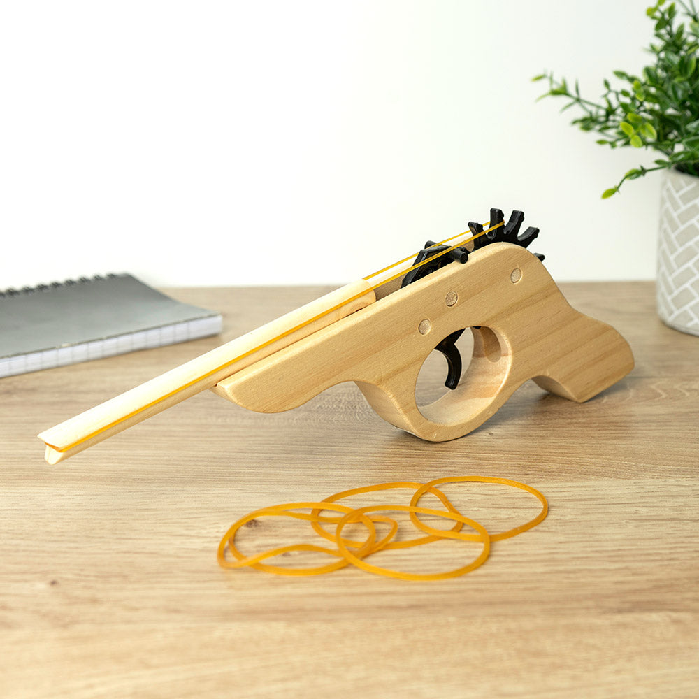 #Winning Rubber Band Shooter Fun Pistol With 6 Bouncy Bands