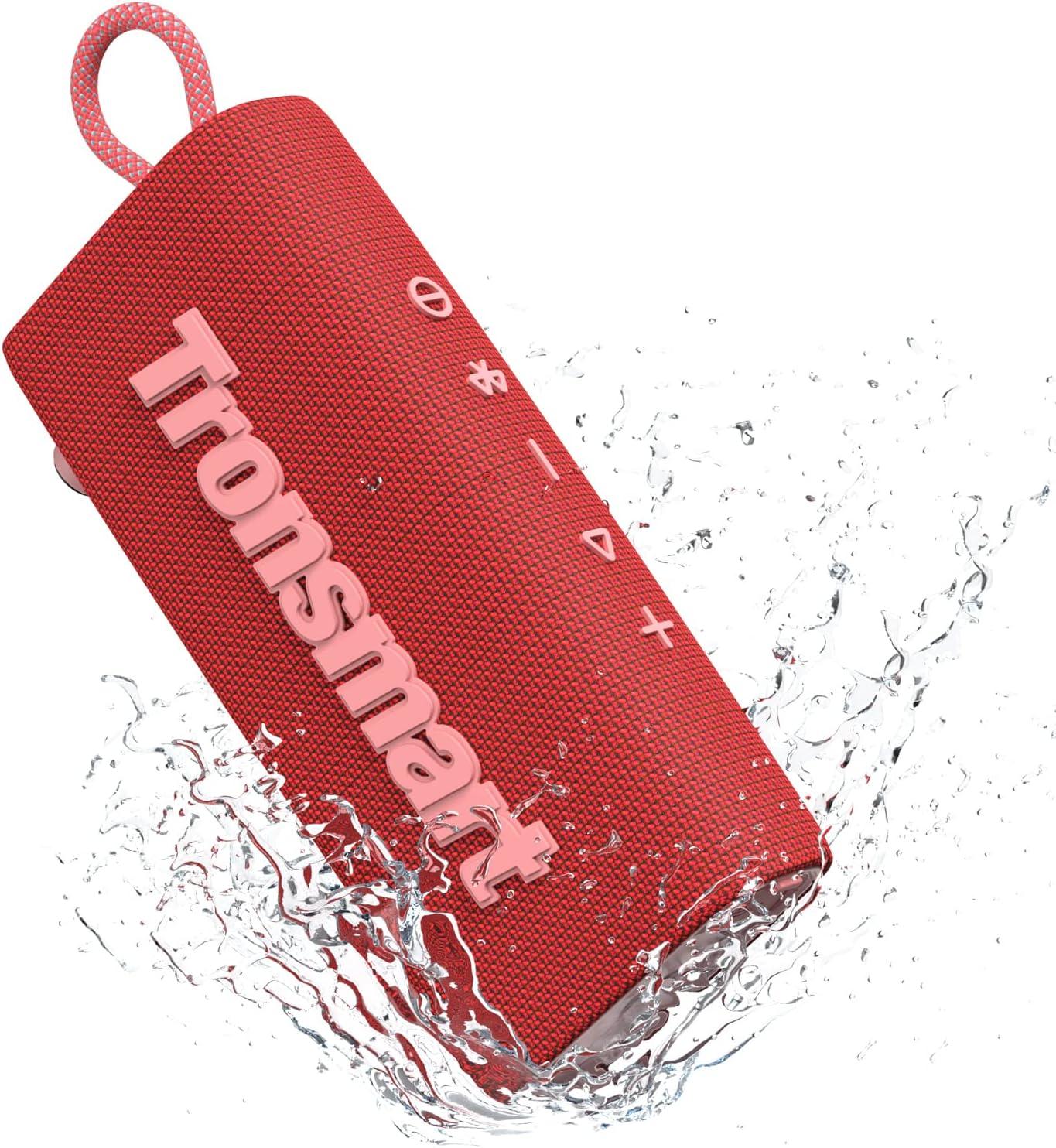 Tronsmart Portable Bluetooth Speaker, Trip Wireless Waterproof Speaker with 10W Output, Bluetooth 5.3, IPX7 Waterproof, 20H Playtime, Built-in Mic Red