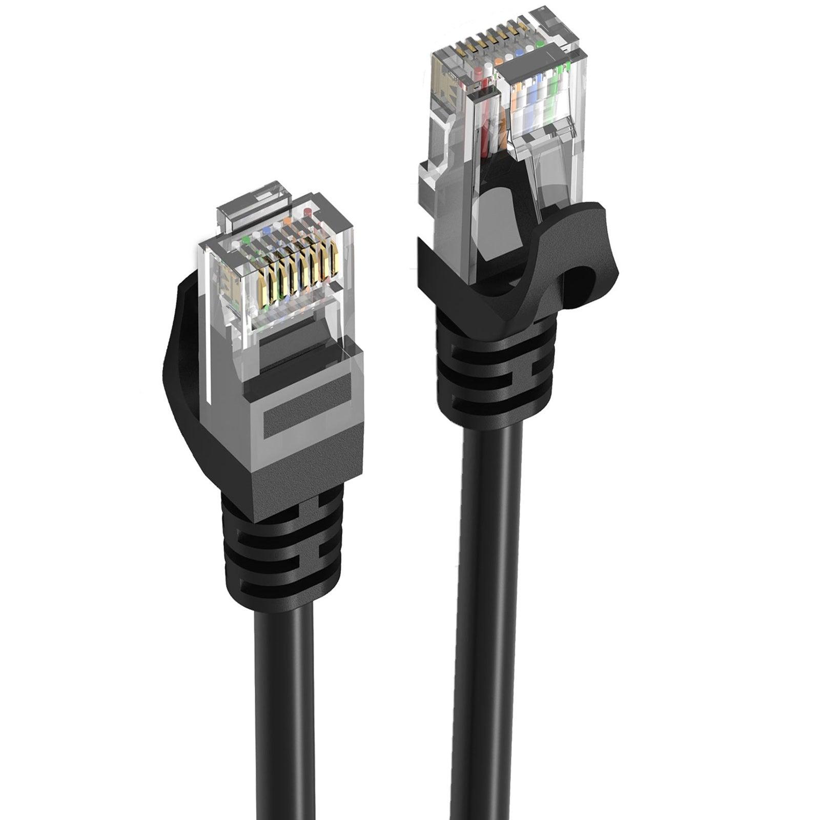 Prevo Network Cable, RJ45 (M) to RJ45 (M), CAT6, 3m, Black, Oxygen Free Copper Core, Sturdy PVC Outer Sleeve & Clip Protector, Retail Box Packaging