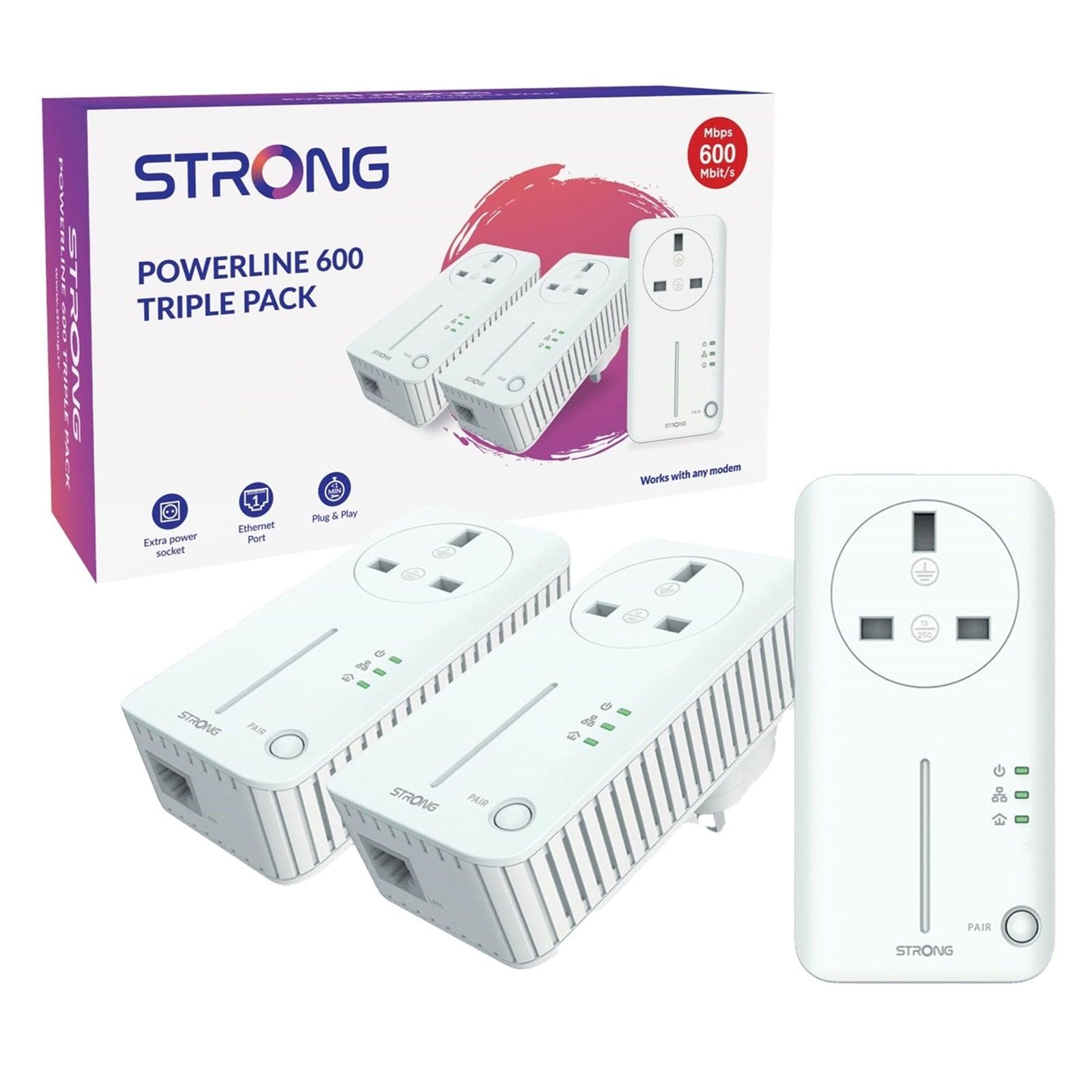 Strong AV600 Passthrough Powerline Kit Triple Pack (3 Pack)