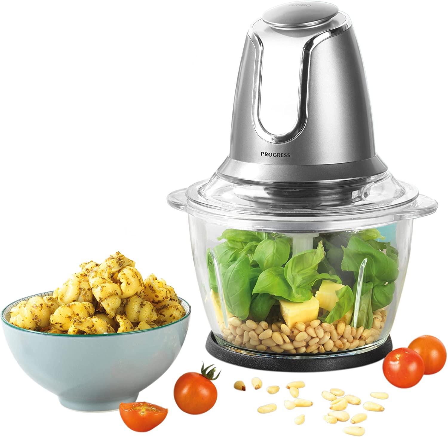 Progress Lunar Electric Glass Food Chopper, 1.2 L, Gun Metal