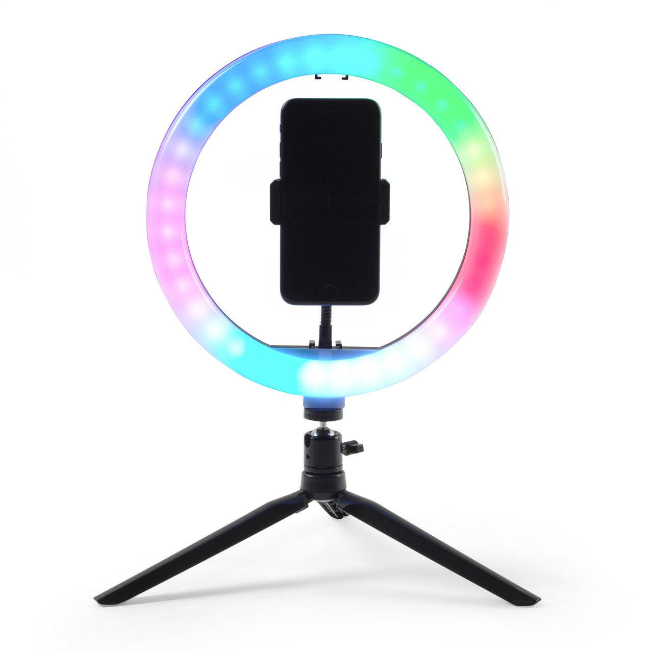 Free-Standing Multi-Coloured Desktop Selfie Light with Phone Holder