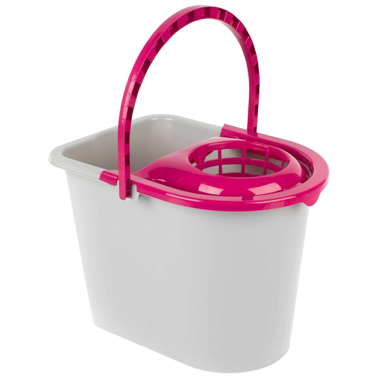 Kleeneze® Bucket With Mop Wringer & Carry Handle | 14 L | Pink/Grey