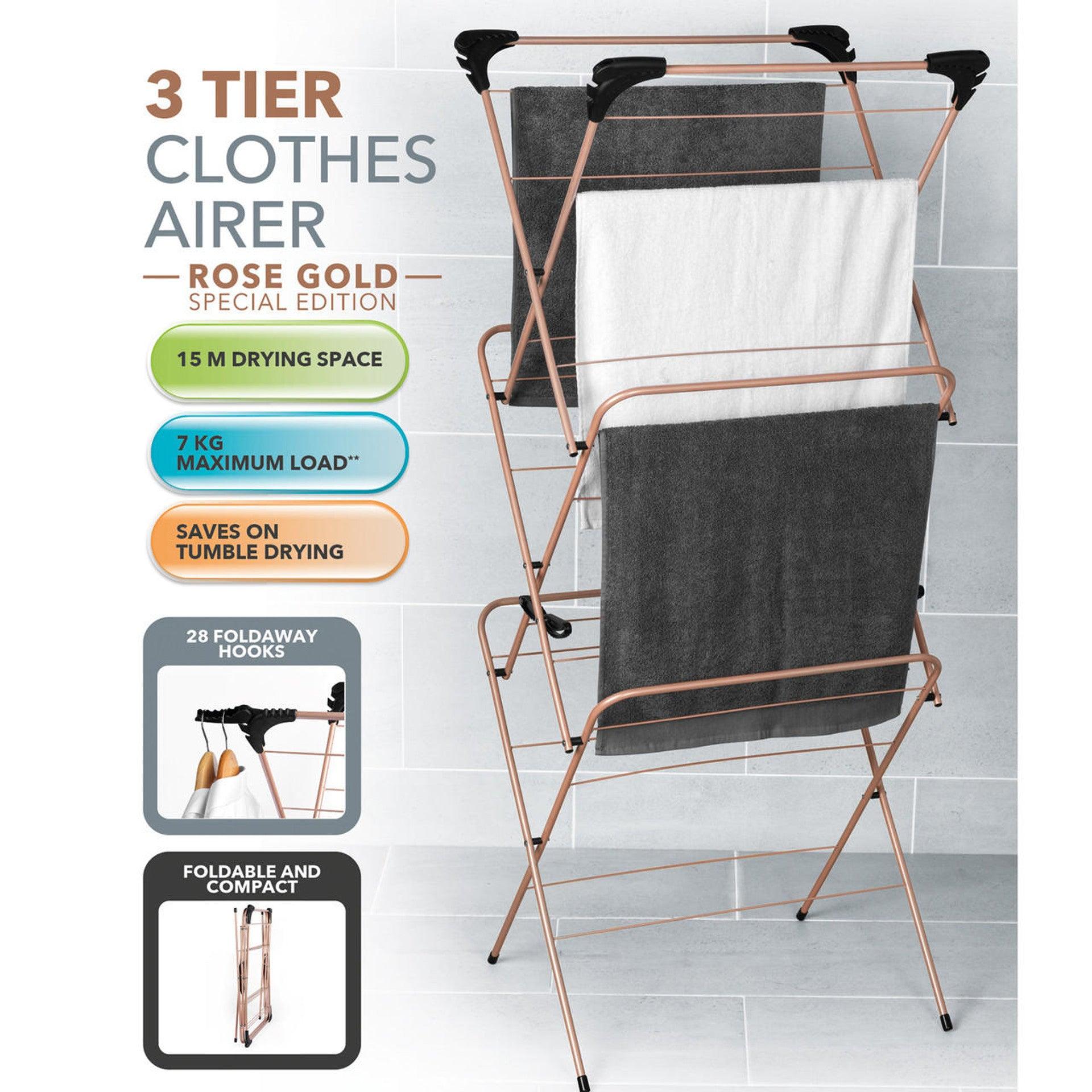 Beldray 3 Tier Airer Rose Gold