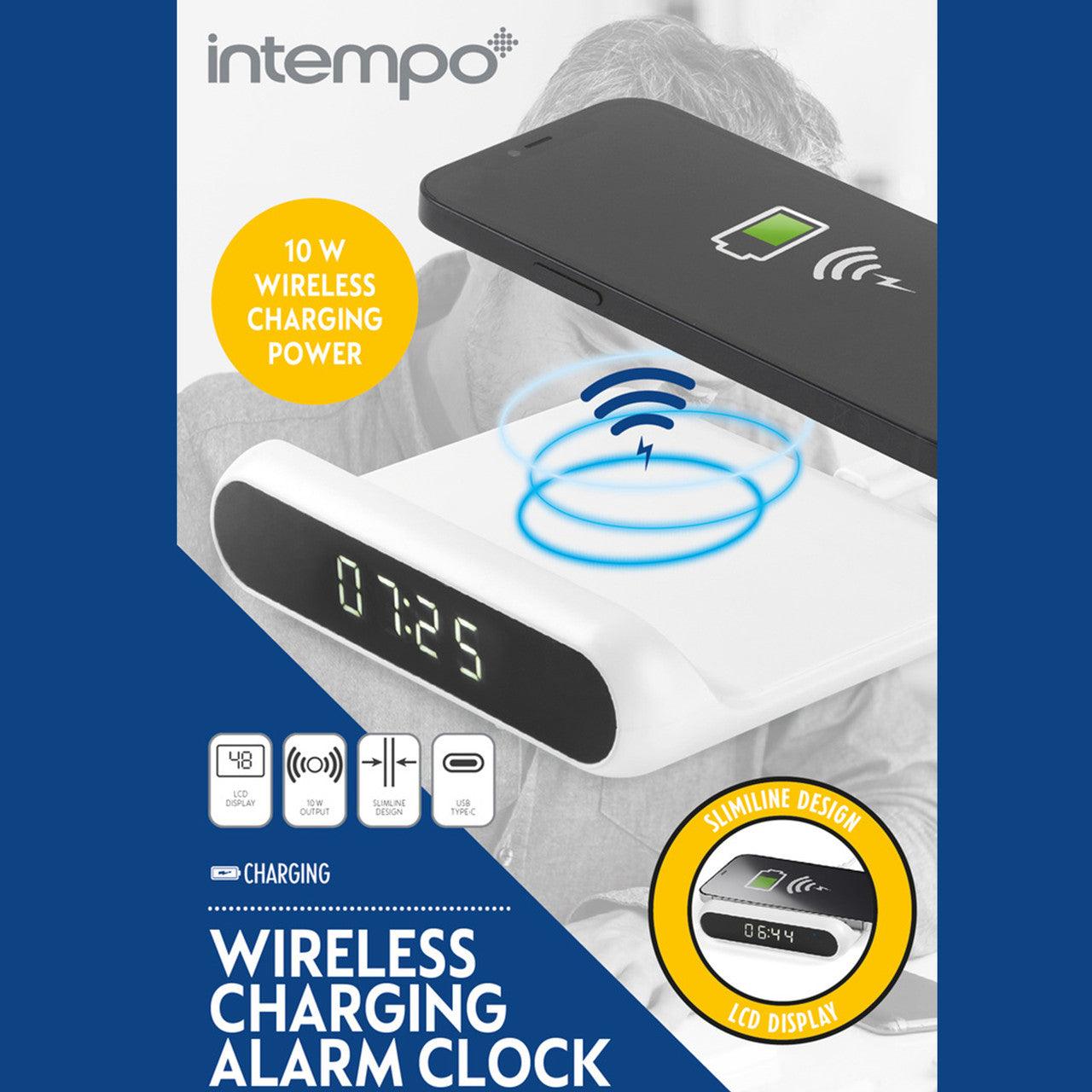 Intempo Wireless Charging Alarm Clock – USB Cable Included, 10W
