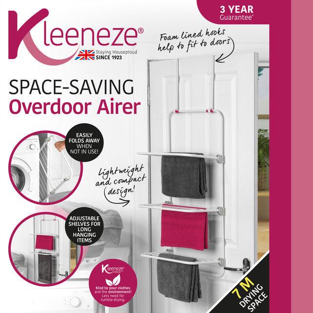 Kleeneze® Overdoor Clothes Airer Three-Tier, 40x20x134cm | Pink/White