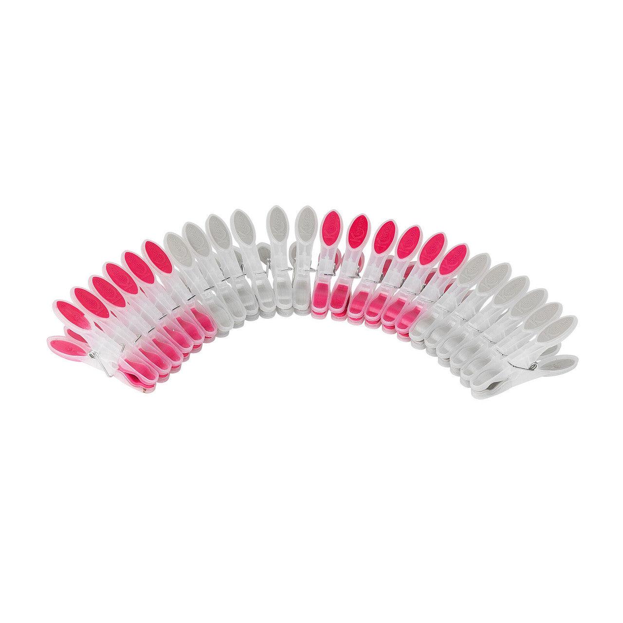 Kleeneze Steady Grip Pegs, Pack of 24m | Grey/Pink