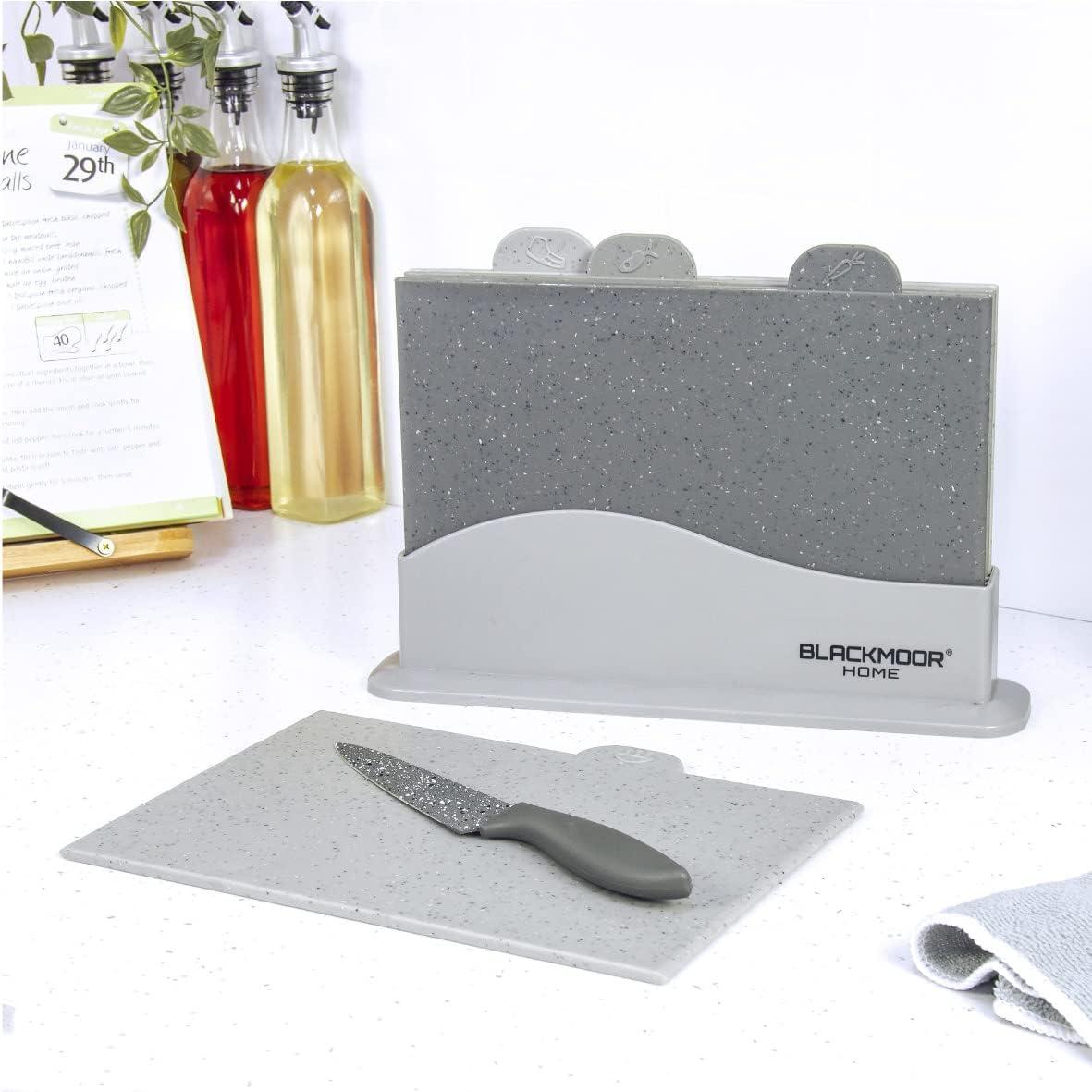 Blackmoor Grey Chopping Board Set of 4 / Versatile and Durable Chopping Boards for Kitchen / Cutting Meat, Fish, Vegetables and More / Dishwasher Safe