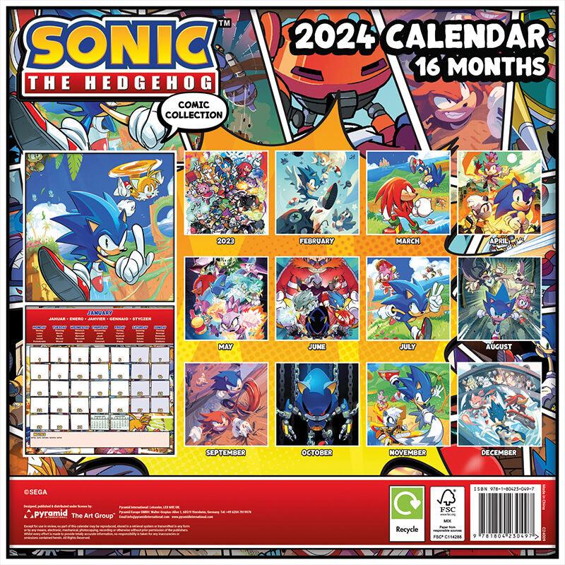 Wall calendar 2024 Sonic the Hedgehog comic book version 30 x 30 cm