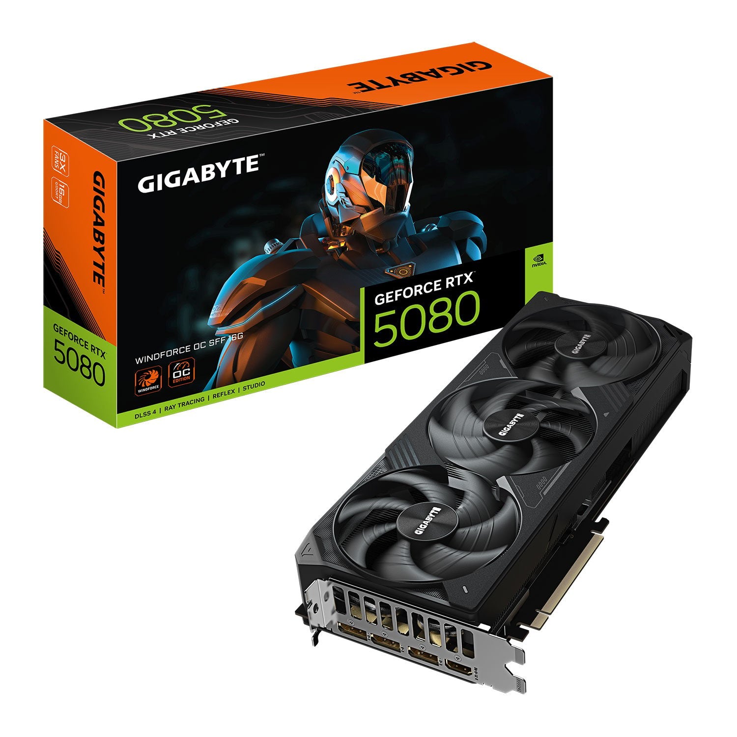 Gigabyte NVIDIA GeForce RTX 5080 WINDFORCE OC SFF 16GB Blackwell Graphics Card - 16GB GDDR7 Graphics Card, DLSS 4, 10752 Cores, 2670 MHz Clock