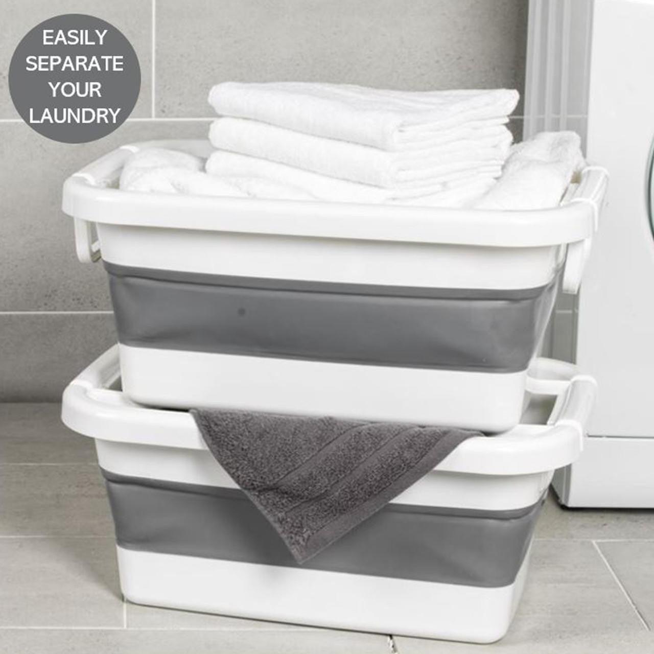 36L Stackable Laundry Basket- White/Grey