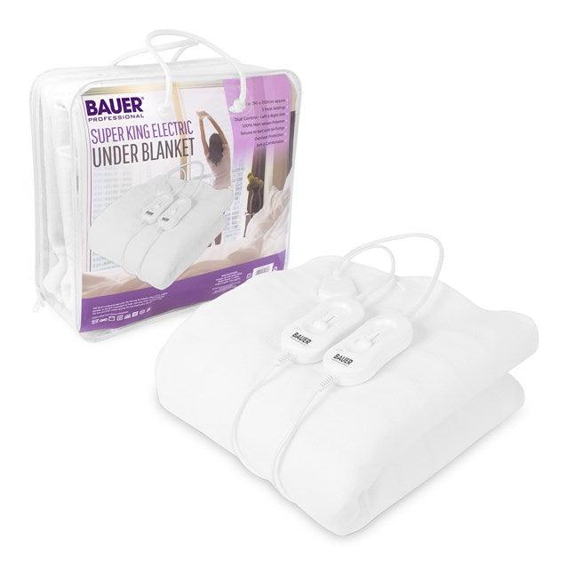 Bauer Electric Under Blanket Superking, 150x200cm, 3 Heat Settings, Tie-Down Design