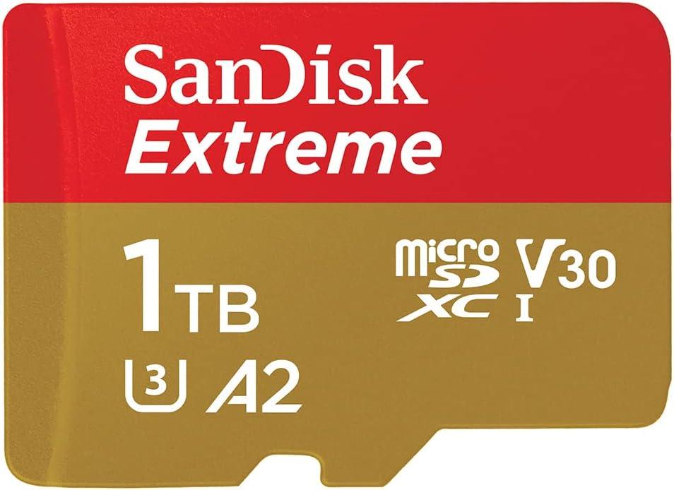 SanDisk 1TB Extreme microSDXC card + SD adapter + RescuePRO Deluxe, up to 190MB/s, with A2 App Performance, UHS-I, Class 10, U3, V30, , for Nintendo Switch, Drone, GoPro