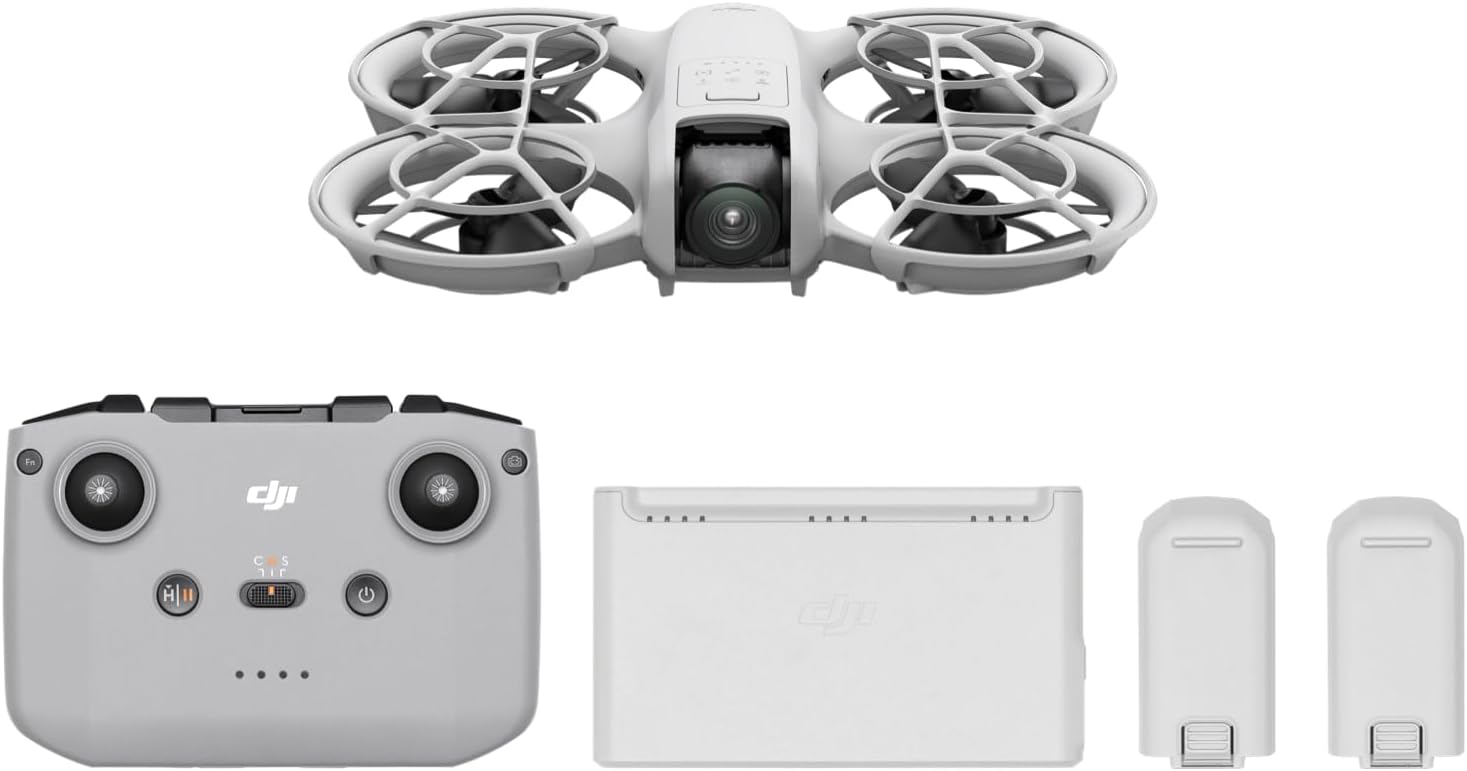 DJI Neo Fly More Combo, Mini Drone with 4K UHD Camera for Adults, 135g Self Flying Drone that Follows Me, Palm Takeoff, AI Subject Tracking, QuickShots, Stabilized Video, with RC-N3 and 3 Batteries