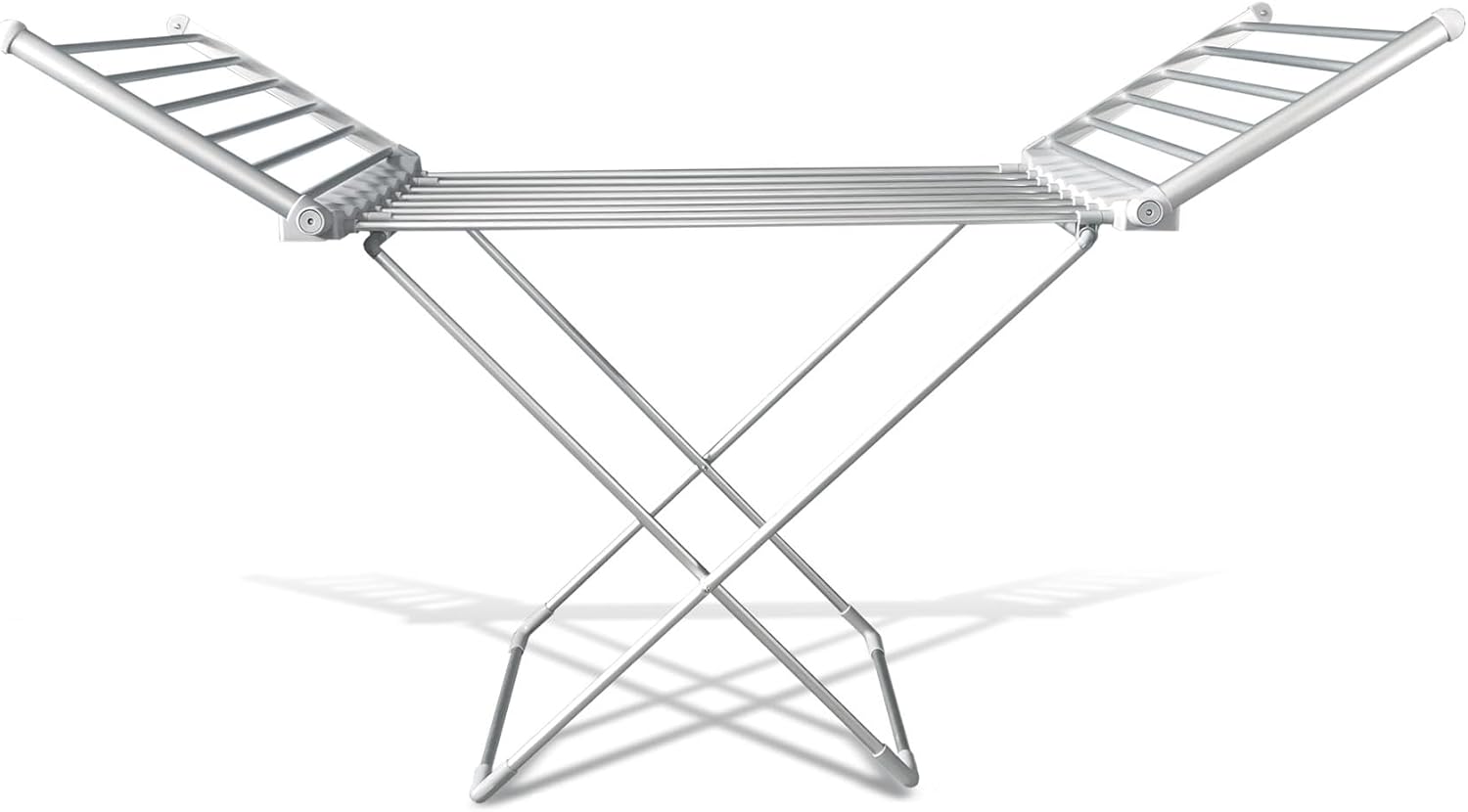 Rediffusion Winged Heated Clothes Airer, 18 Heated Rails, 12m Hanging Space,15kg Weight Capacity, Indoor Airer, Energy Efficient, 148 x 93 x 54 cm, Silver