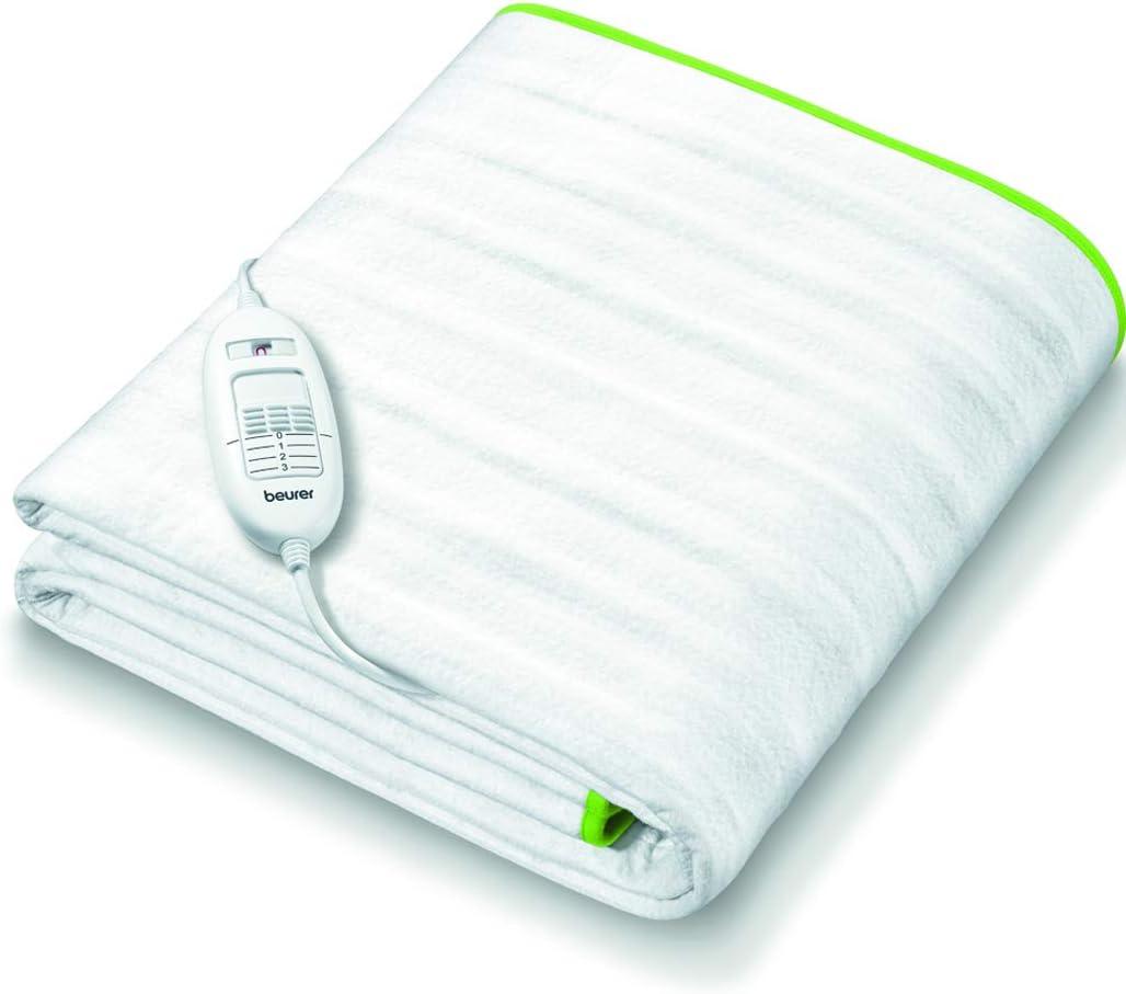 Beurer Ecologic+ Heated Underblanket | Double electric blanket with elastic straps for a non-slip fit it to your mattress | Easy-to-use | Machine washable | Soft and breathable | Size 152x122cm