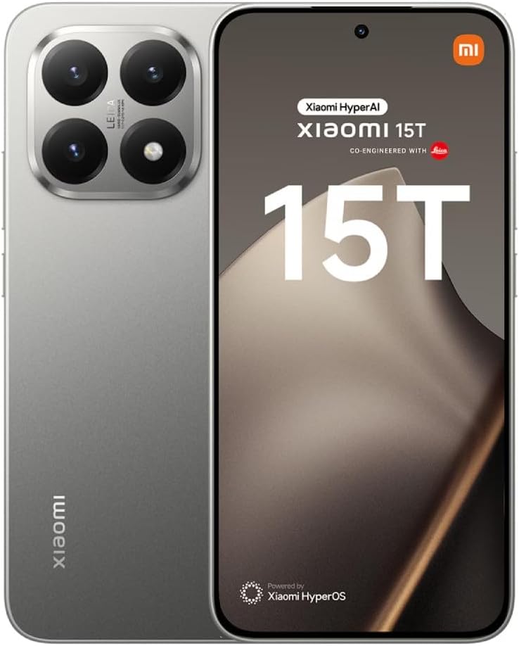 XIAOMI 15T Smartphone 12GB+256GB Grey - 6.83" 120Hz Eye-care Amoled Display, 50MP Leica Summilux Optical Lens, 5500mAH Battery, MediaTek Dimensity 8400-Ultra