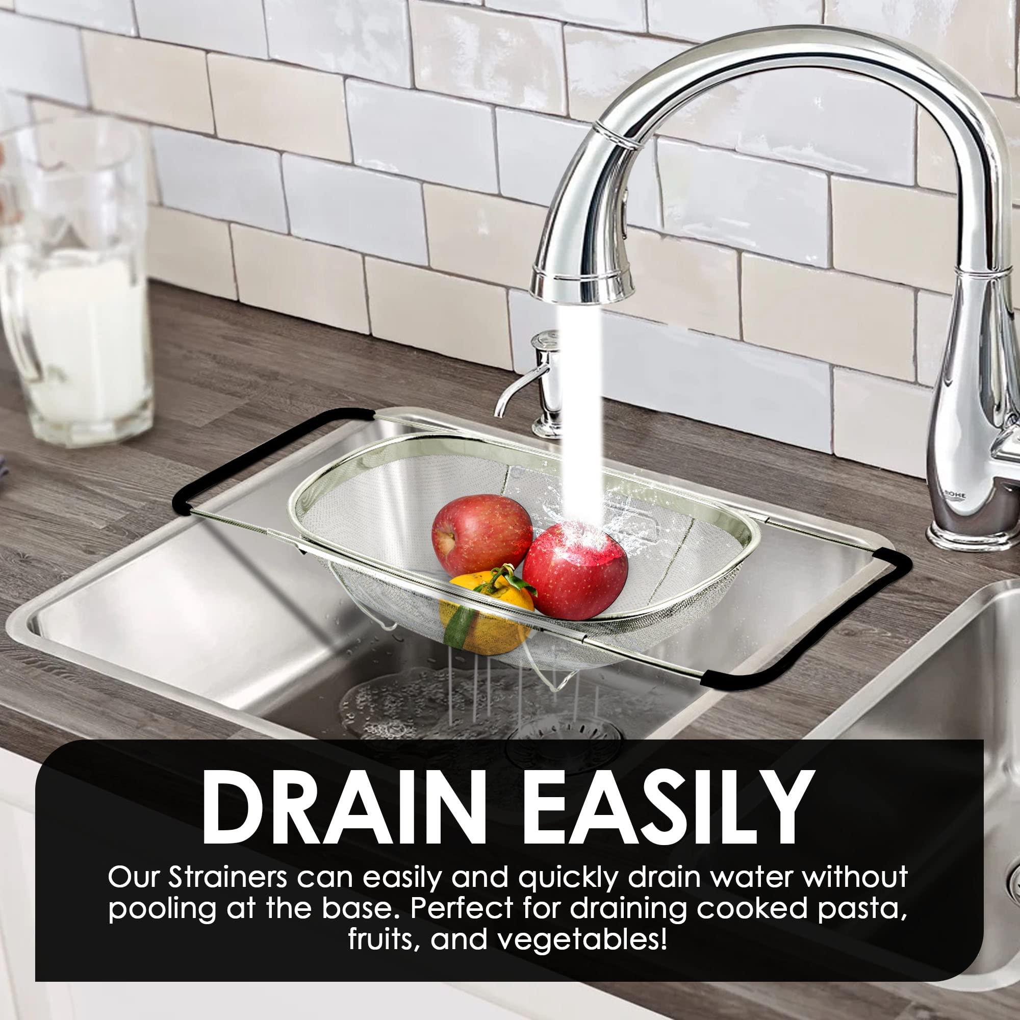 Over Sink Strainer Stainless Steel Colander Drainer Expandable Mesh