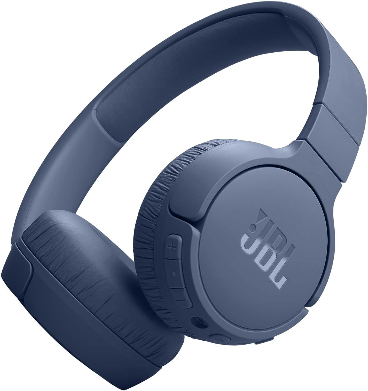 JBL Tune 670NC Wireless On-Ear Headphones, with Adaptive Noise Cancelling, Bluetooth, Lightweight Design and 70 hours Battery Life, in Blue