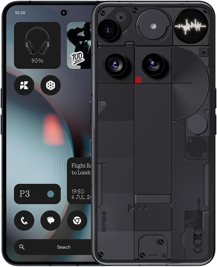 Nothing Phone (3) - Smartphone with 50 MP Triple Rear Camera system, 24 Hour Silicon Carbon Long Lasting Battery, 6.67" 120Hz AMOLED Display and Glyph Matrix, 16GB + 512GB - Black