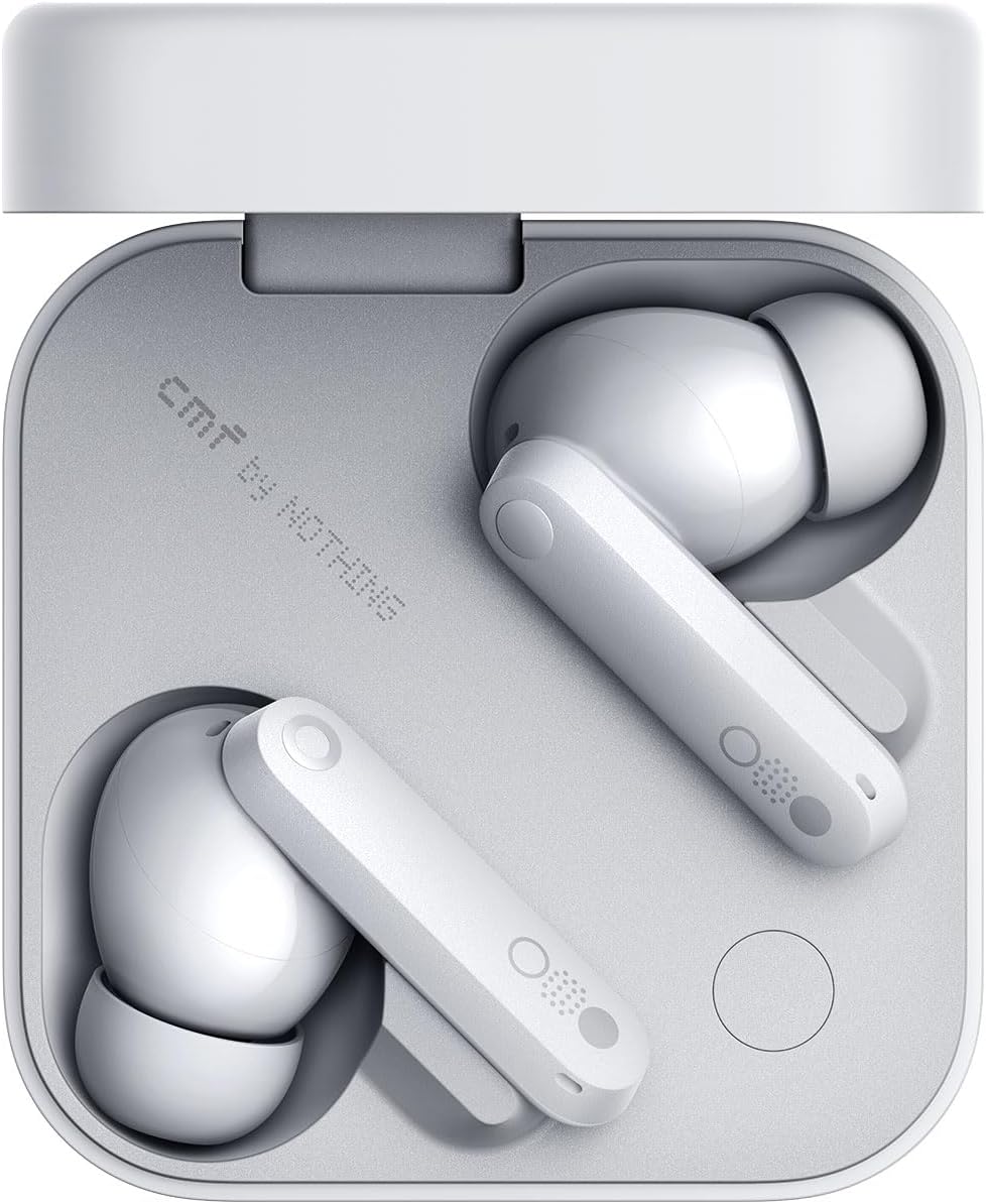 NOTHING CMF Buds Pro 2 - Light Grey, Wireless Earbuds, Hi-Res Audio with LDAC, 50 dB Hybrid Noise Cancelling Earbuds, Ultra Bass Technology, Bluetooth 5.3, 43H Play Time with Charging Case, 6 HD Mics Headphones