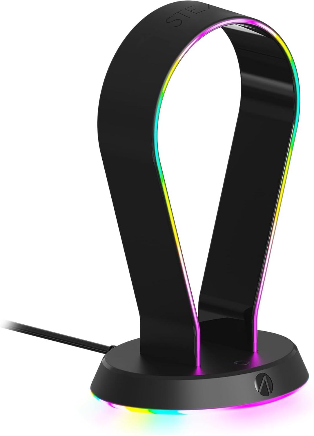 STEALTH LED Light Up Gaming Headset Stand in Black for PS4, PS5, XBOX, Switch and PC - USB Powered with 12 RGB Effects
