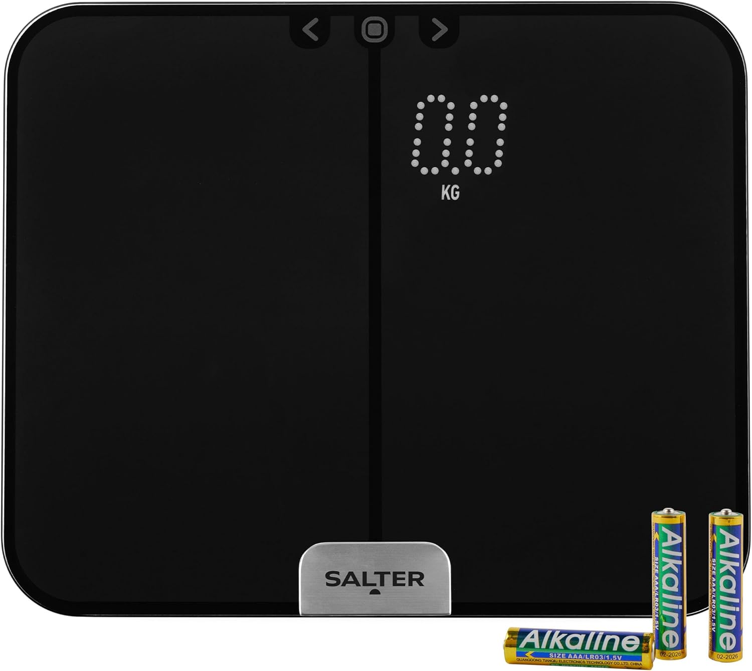 Salter Phantom Analyser Bathroom Scales – Digital Body Weighing Scale For Body Weight/Fat/Water, Muscle/Bone Mass, BMI & BMR, 10 User Memory, Glass Platform, Athlete Mode, LED Display, Black