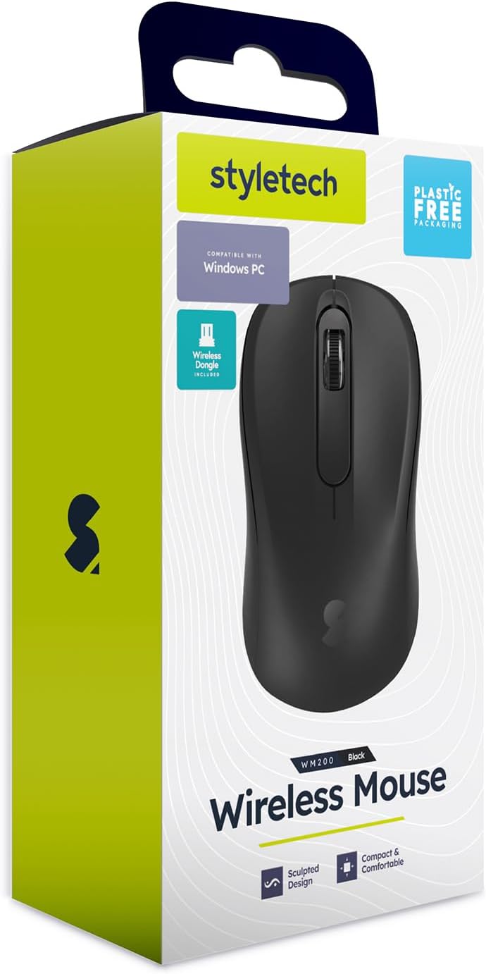 Styletech Black Wireless Mouse - Compact, Comfortable, and Cord-Free Convenience