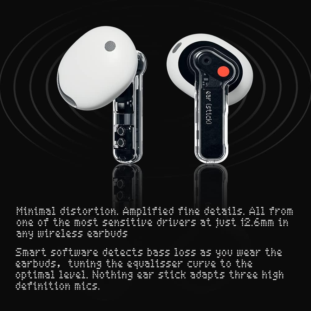  Nothing Ear 2 Wireless Earbuds Active Noise Cancellation to 40  db, Bluetooth 5.3 in Ear Headphones with Wireless Charging,Dual Connection  36H Playtime IP54 Waterproof Earphones for iPhone & Android : Electronics