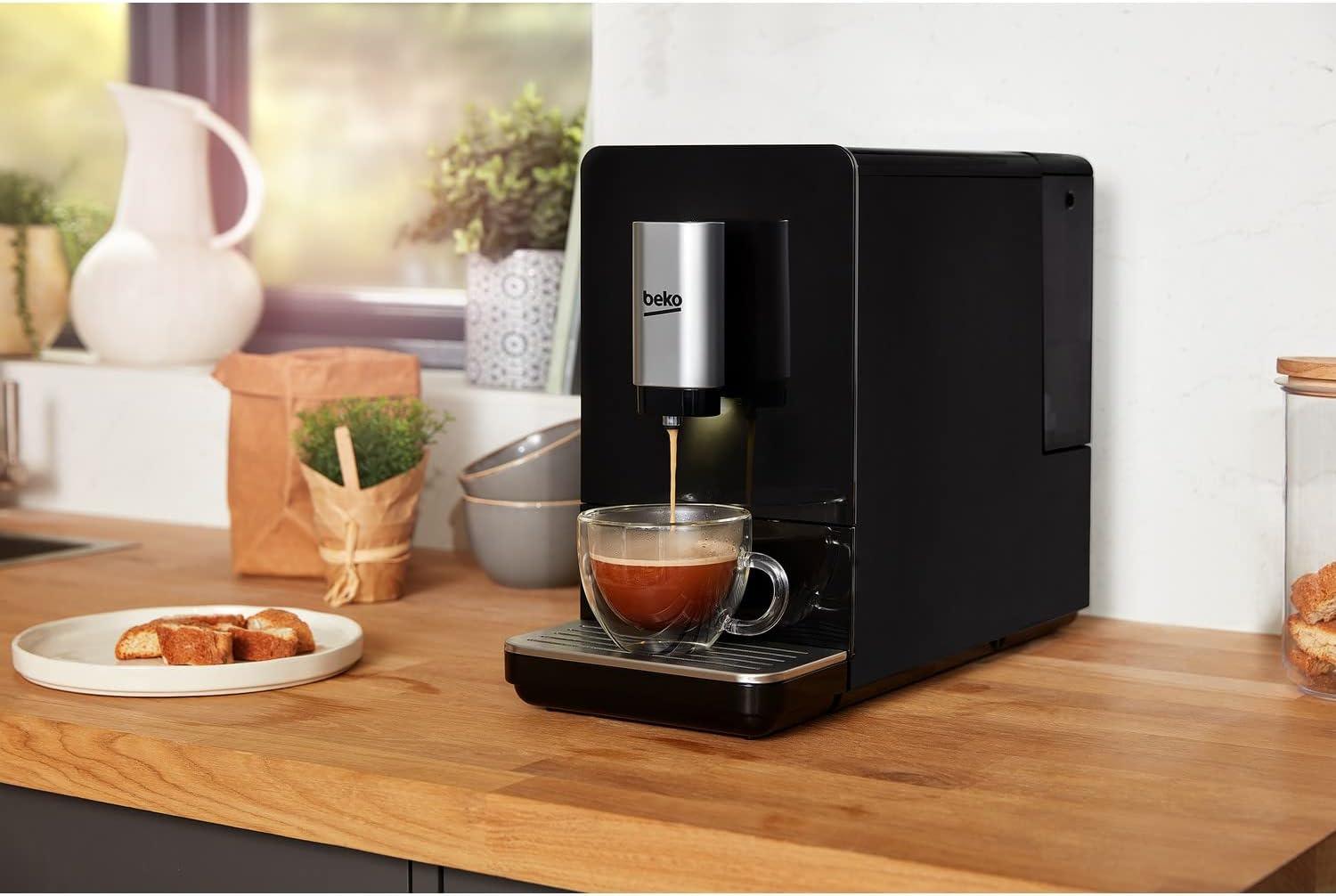 Beko Bean to Cup Coffee Machine | Black Design |19 Bar Pressure-Stainless Steel| Includes One Touch LCD Control, Pre-brewing System & Removable Water Tank