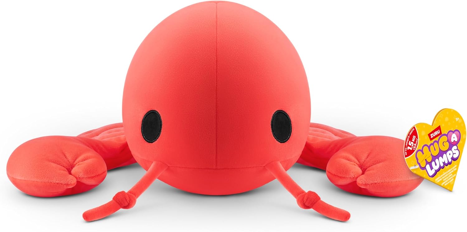 Hug-A-Lumps Lobster Lenny by ZURU, Medium, 1.5kg/3.3 lbs, Cuddly Squishy Weighted Plush, Sleeping Pillow Plush, Stuffed Animal