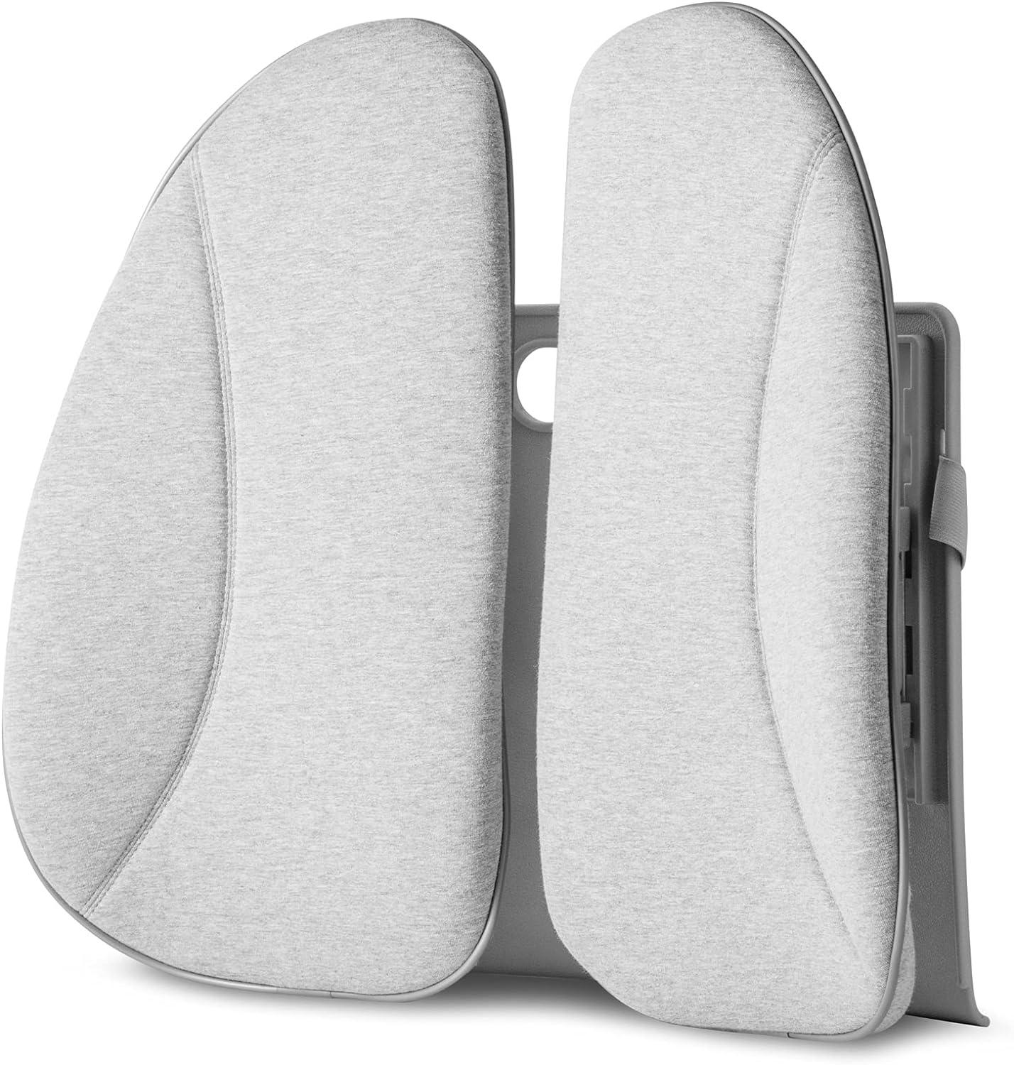 Homedics Heated Back Support Cushion – 5 Levels Heigh Adjustment, Removable Heat Cover, up to 42°C, USB Rechargable, Reduce Spine Pressure, Breathable Mesh, Heat Therapy, Back Relief, Grey