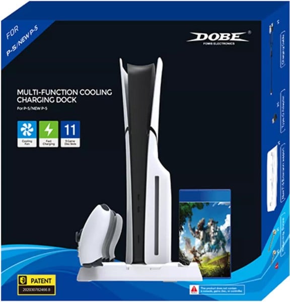 Dobe Multifunctional Cooling & Charging Stand for PlayStation 5 & Slim - White