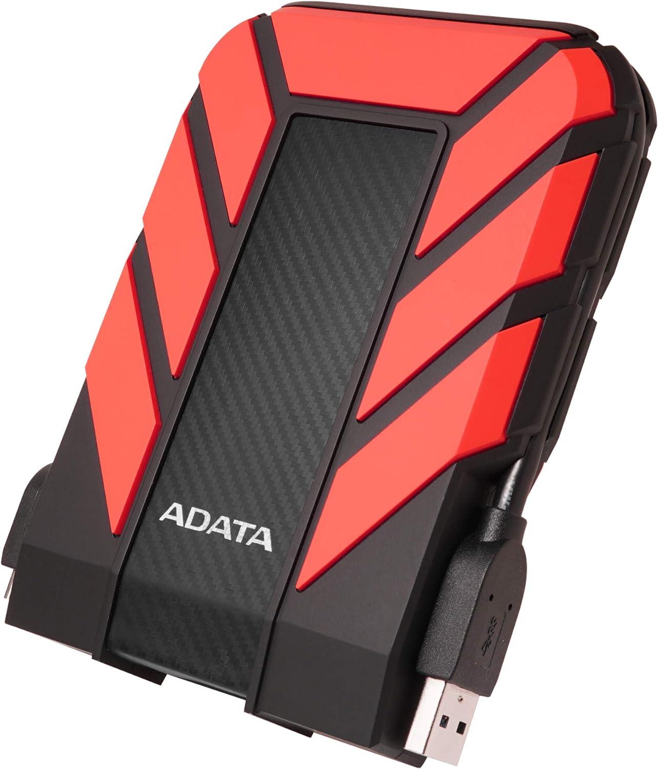 Adata Pro Durable 1TB USB 3.1 Portable External Hard Drive IP68 Waterproof, Shockproof, Dustproof for PS5, PC, PS4, Xbox, Red
