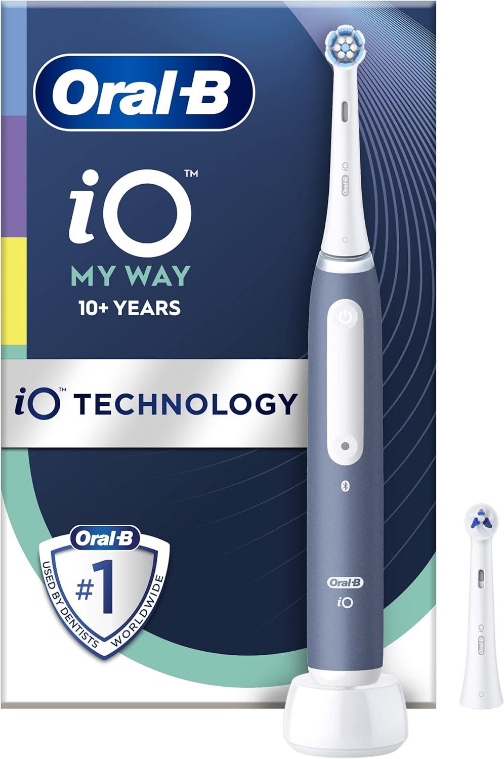 Oral-B My Way Kids Electric Toothbrush, Kids Gifts, 2 Toothbrush Heads, 4 Modes With Teeth Whitening, For Ages 10+, 2 Pin UK Plug, Grey
