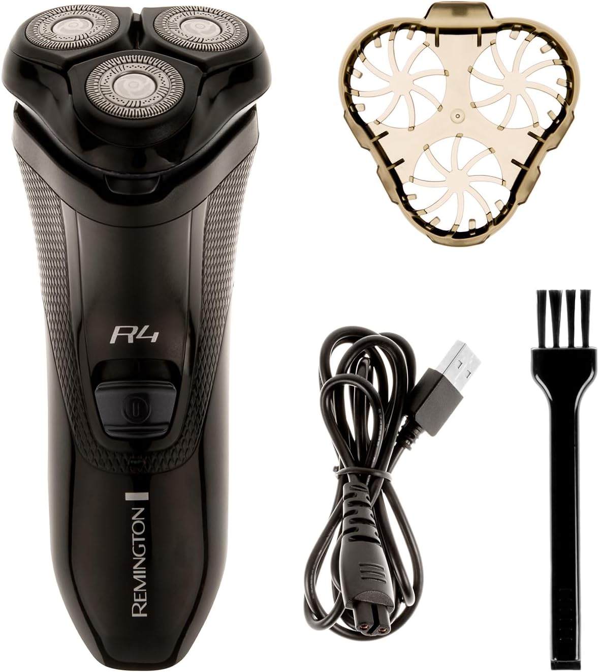 Remington Mens Electric Rotary Shaver R4 (Dual Track Blades, Flexing Blades and pivoting Neck, 40mins Usage, Pop-up Trimmer, 3-Day Stubble Styler Guard, Cordless, Cleaning Brush)