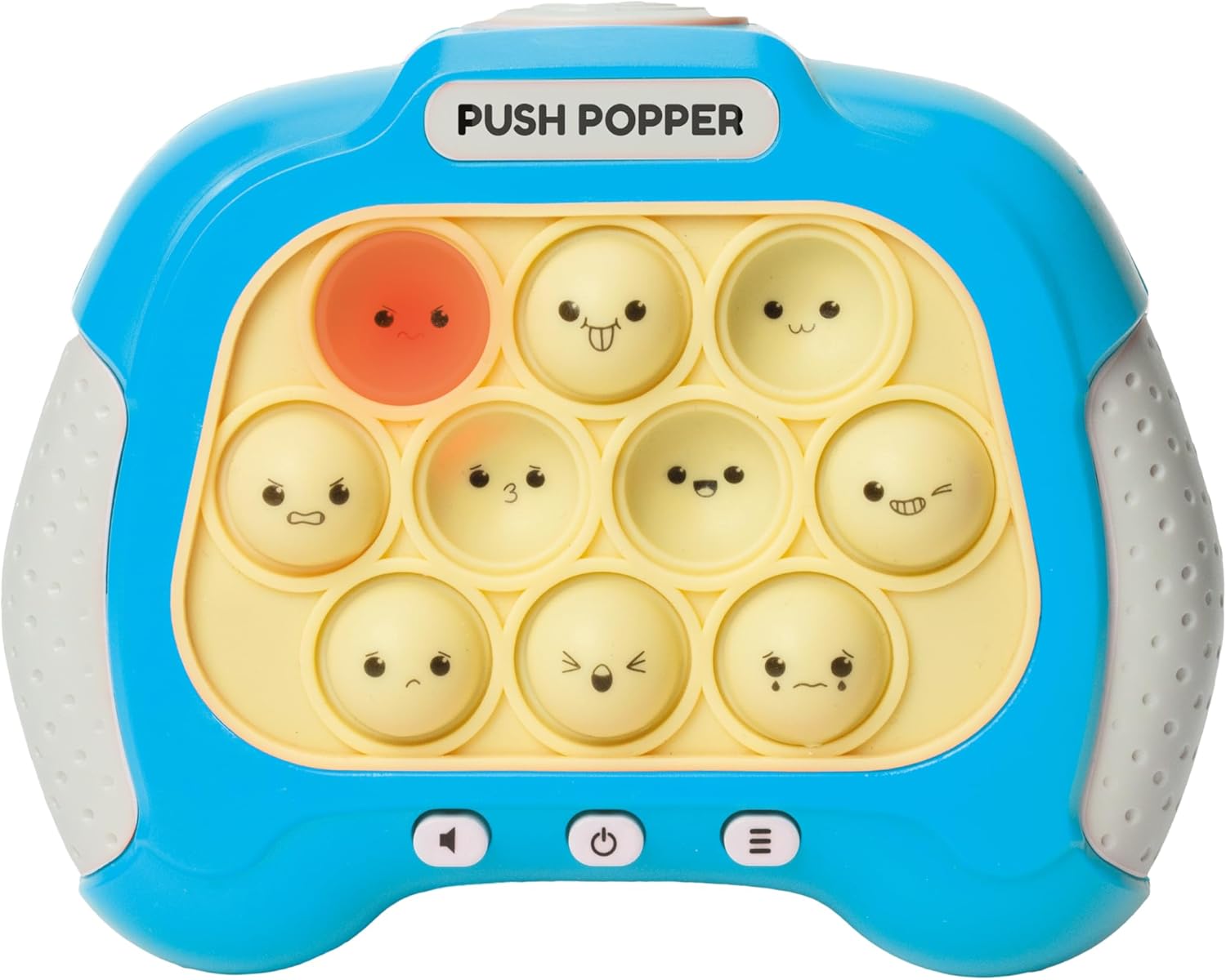 Electronic Fidget Push Popper Game With Multiple Playing Modes in Blue