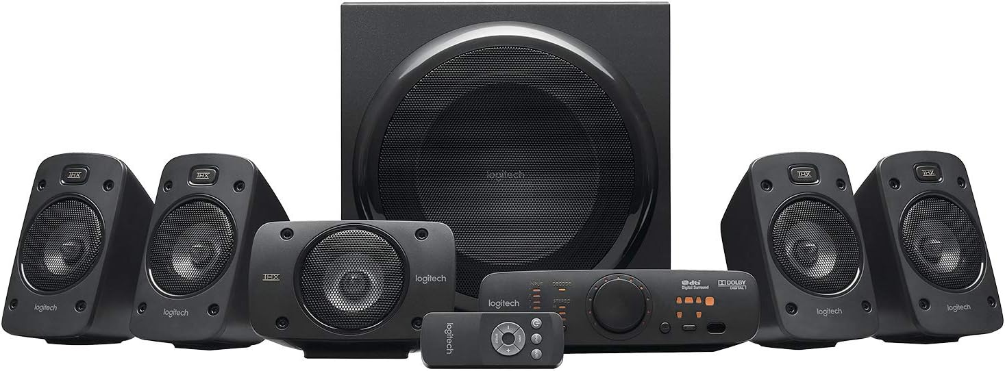 Logitech Z906 5.1 Surround Sound Speaker System, Professional Audio, THX, Dolby & DTS Certified, 1000 Watts Peak Power, Multi -Device, Multiple Audio Inputs, PC/PS5/PS4/Xbox/Music Player/TV/Smartphone/Tablet
