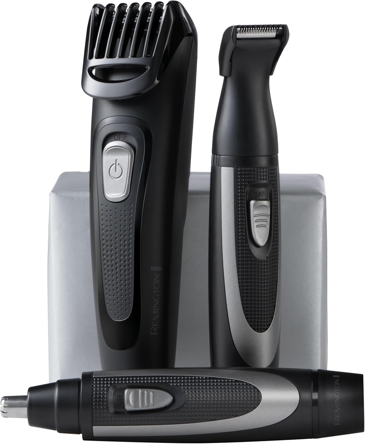 Remington Beard Trimmer Kit The Works (6 Piece Beard Trimmer with Comb (2mm-18mm), Precision Trimmer with Comb (1mm-5mm) & Nose and Ear Trimmer, Advanced Ceramic Blades, USB Rechargable)