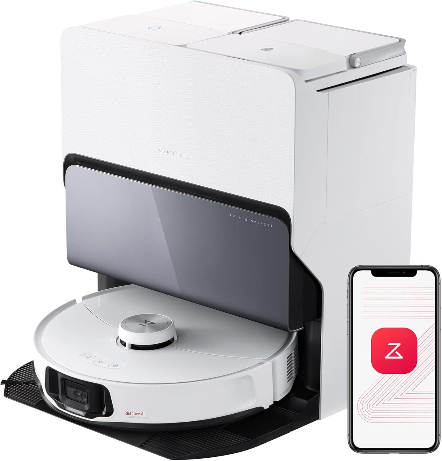roborock S8 MaxV Ultra Robot Vacuum Cleaner with Mop, 10000Pa, Reactive AI 2.0 Obstacle, 60°C Auto Mop Washing & Drying, FlexiArm Design, Corner to Edge Deep Cleaning and Lift Mop, All-in-One-Dock