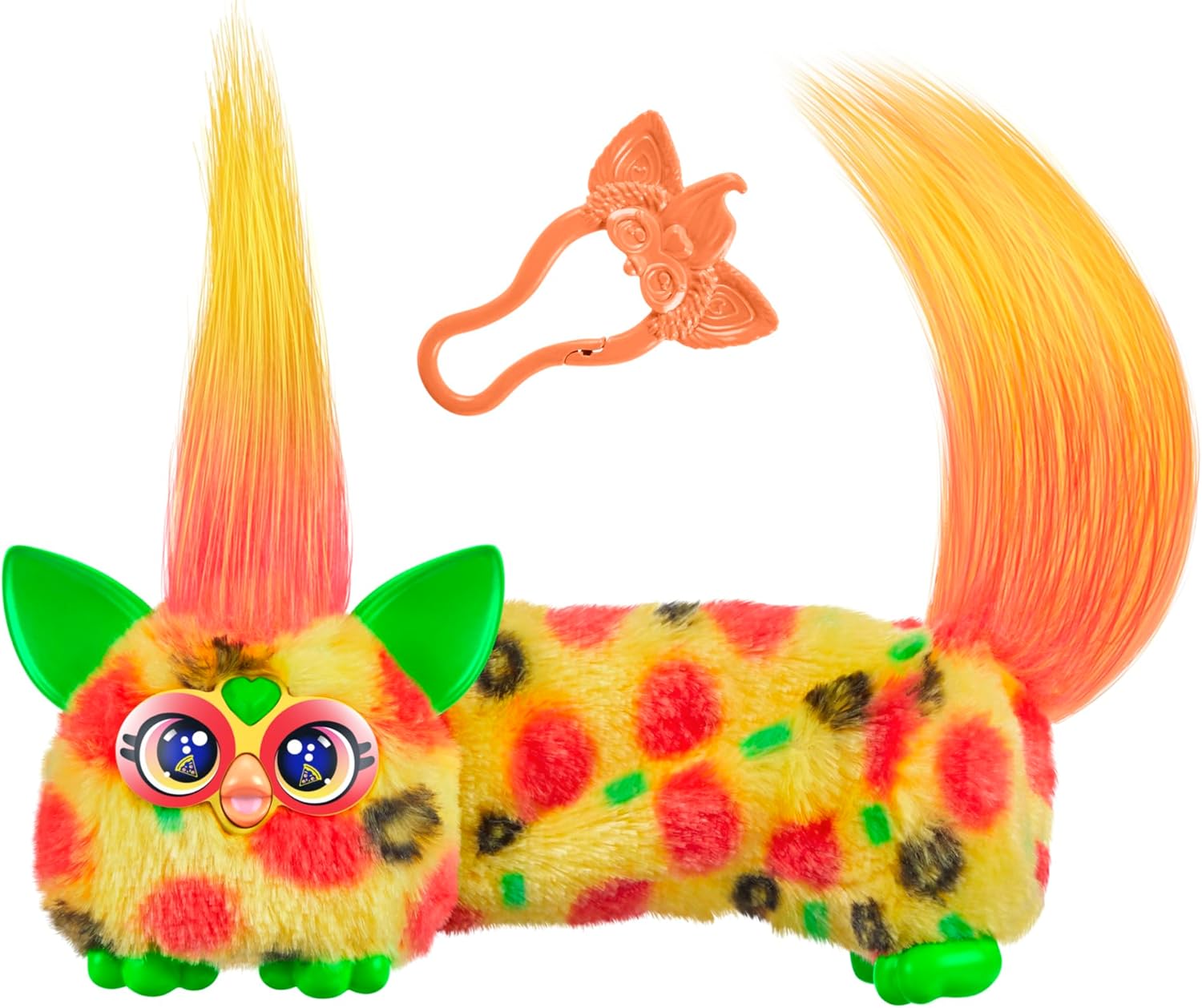 Furby DJ Furblets Pepp-Oh-Roni Mini Electronic Plush Toy with Funny Stretchable Sound Effects & Music, Speaks Furbish, Pizza Colors