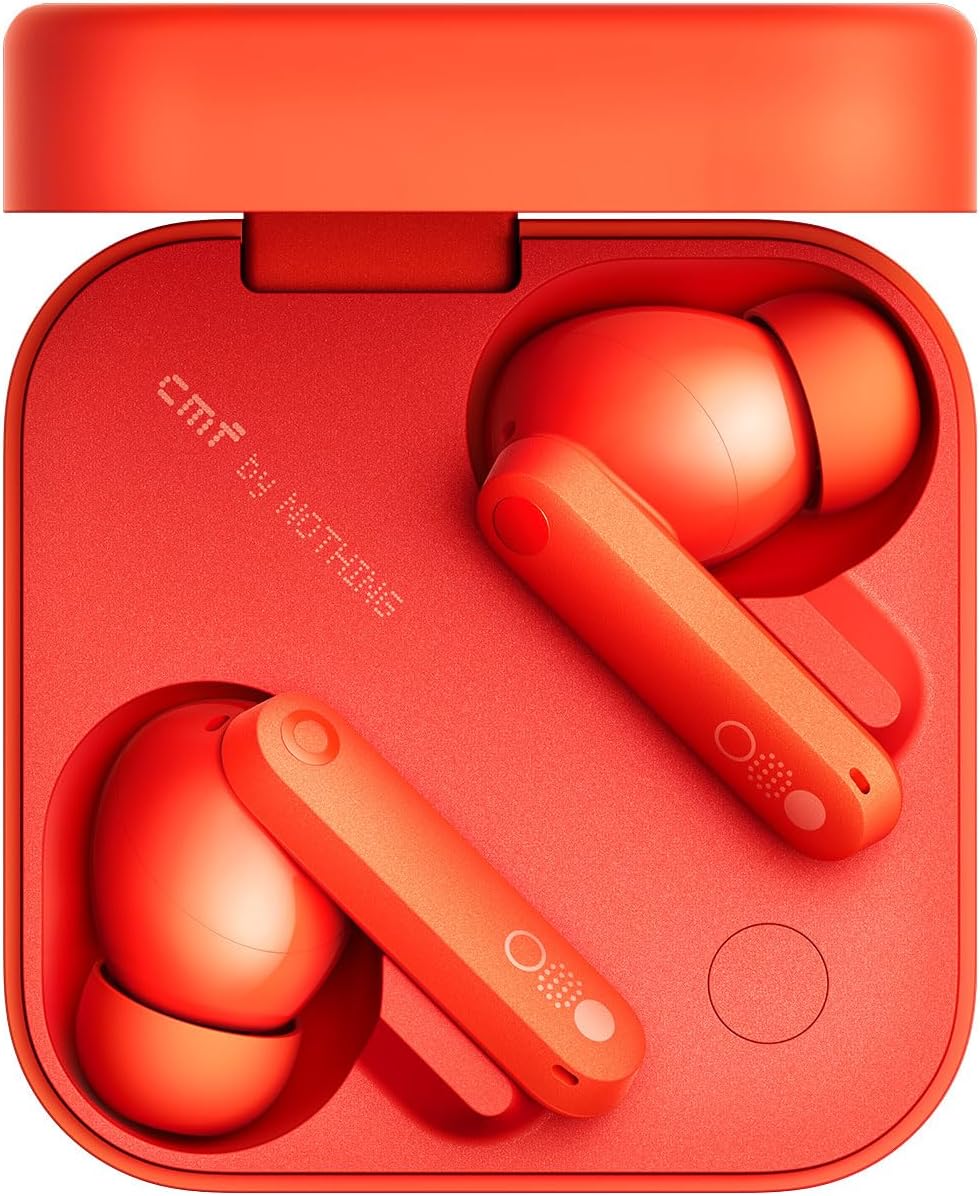 NOTHING CMF Buds Pro 2 - Orange, Wireless Earbuds, Hi-Res Audio with LDAC, 50 dB Hybrid Noise Cancelling Earbuds, Ultra Bass Technology, Bluetooth 5.3, 43H Play Time with Charging Case, 6 HD Mics Headphones