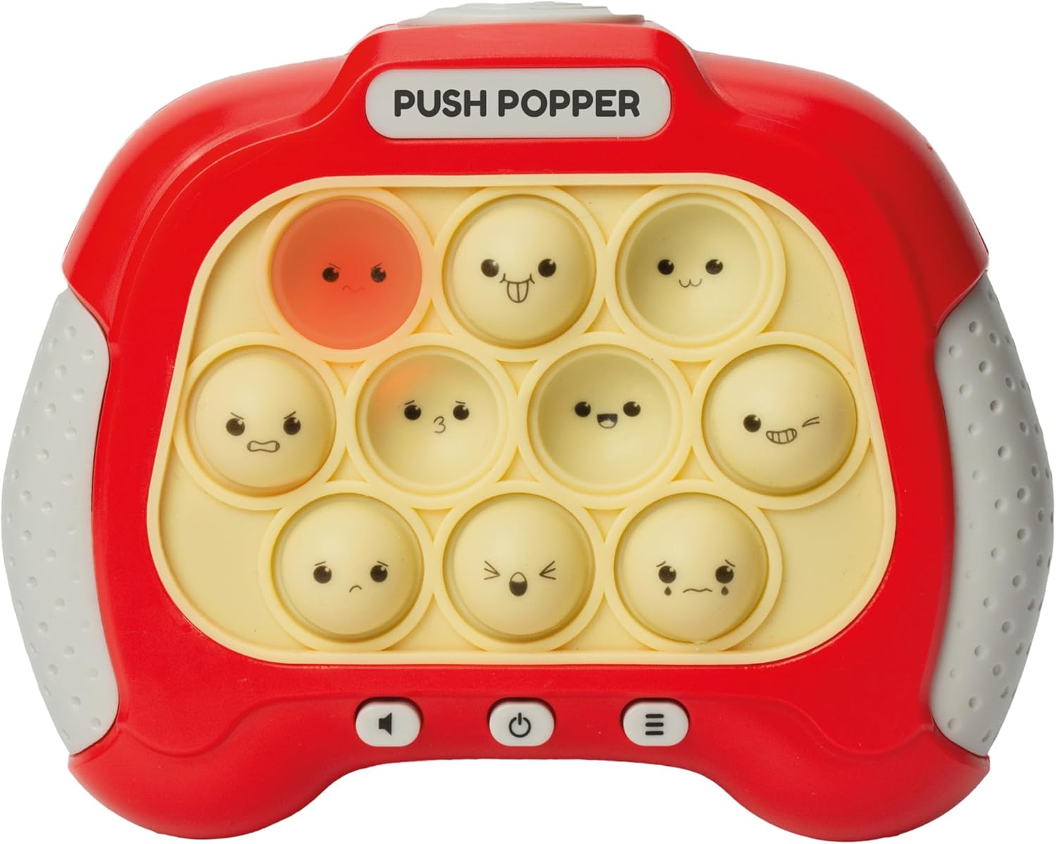 Electronic Fidget Push Popper Game With Multiple Playing Modes in Red