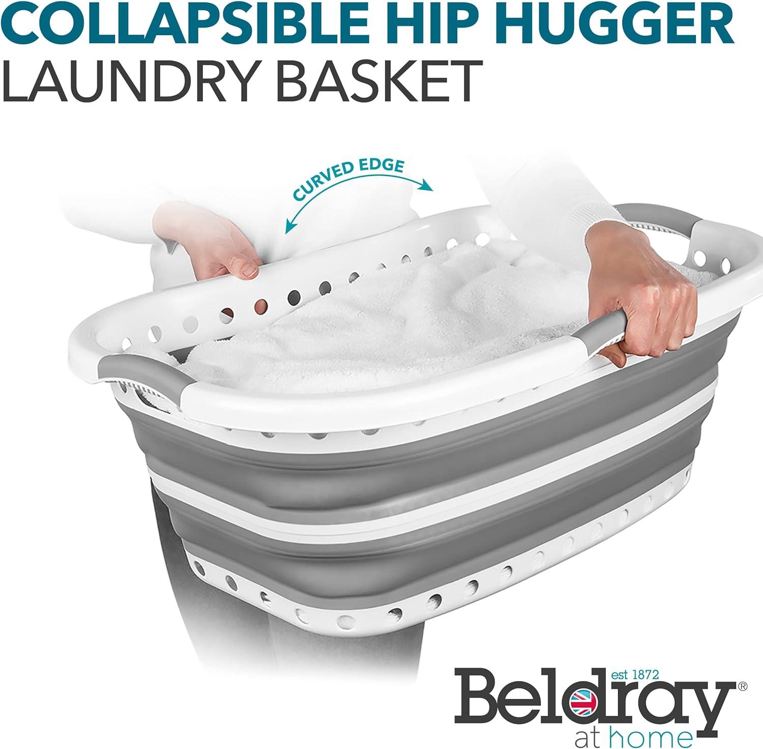 Beldray Collapsible hip hugger Grey Polypropylene Laundry basket, 37L