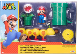 Super Mario Soda Jungle Diorama set packaging with Mario figure and accessories.