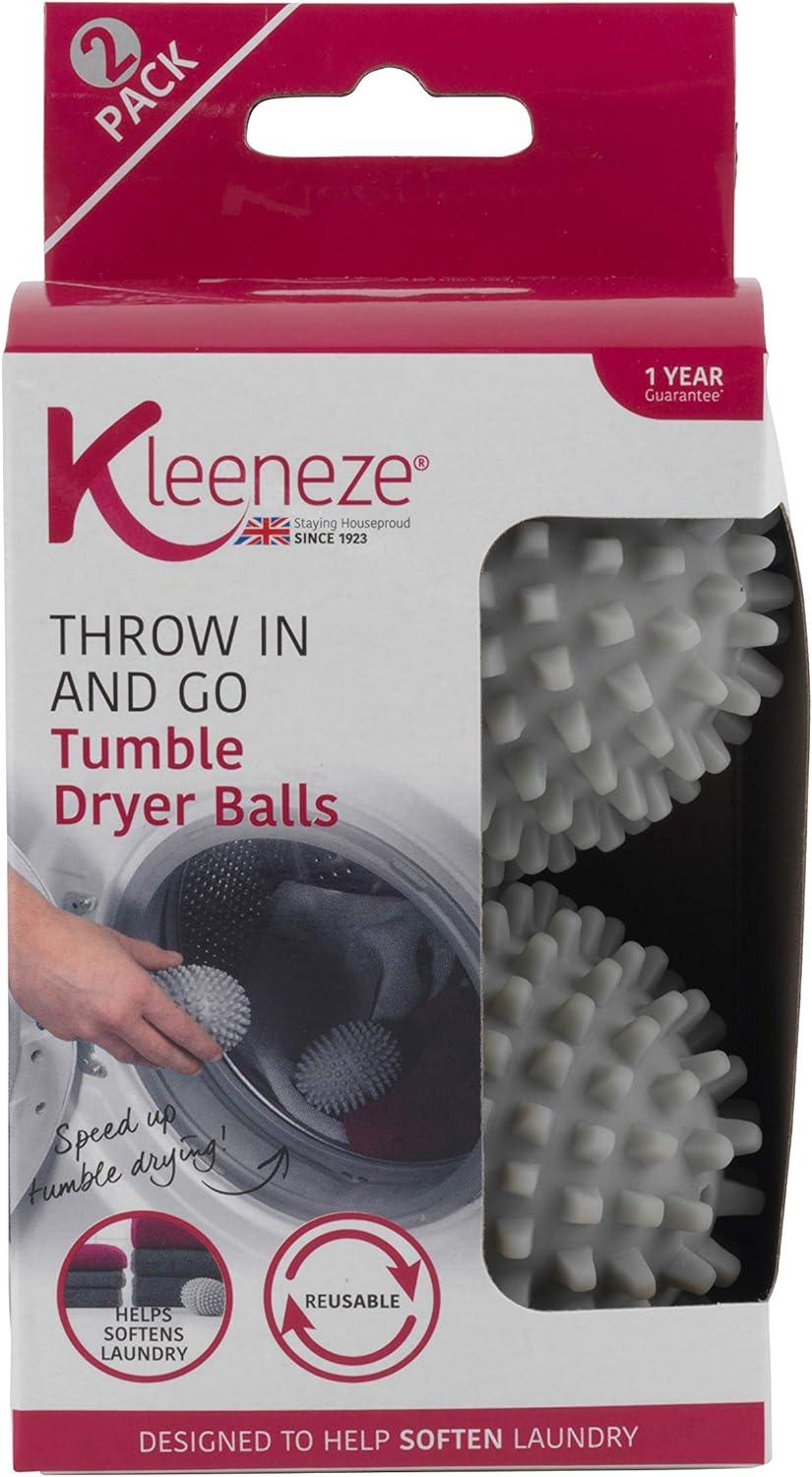 Kleeneze Tumble Dryer Balls - Set of 2, Reusable Washing Balls, Reduce Creases/Wrinkles From Laundry, Save Time On Ironing, Dry Clothes Faster, Soften Clothing, Non-Melting, 6.2 x 8.2cm