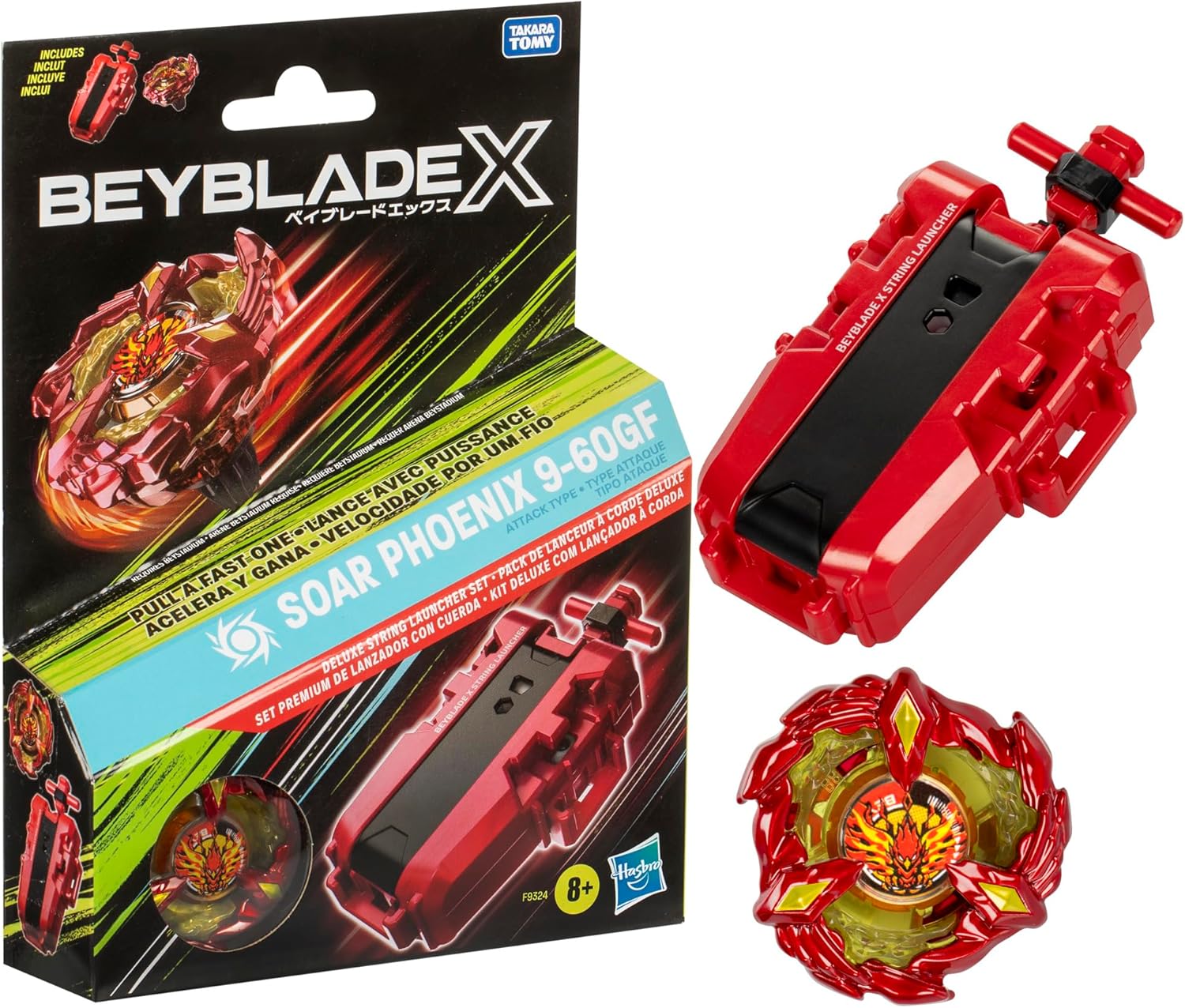 Beyblade X Soar Phoenix 9-60GF Deluxe String Launcher Set