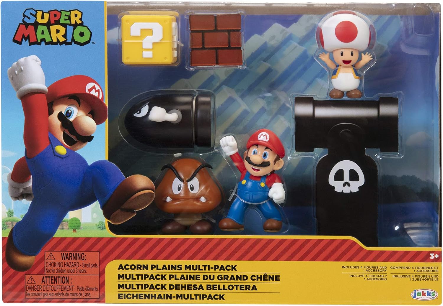 Super Mario Nitendo Acorn Plains 2.5” Figure Multipack Diorama Set, 3, Nitendo Super Mario