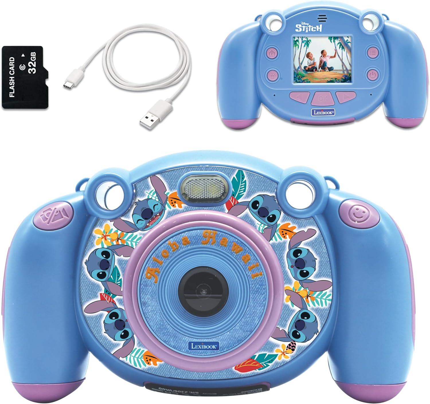 Lexibook Disney Stitch-4-in-1 Kids Camera with Photo, Video, Audio and Game Functions, Blue
